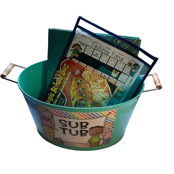 Sub Tub to Hold Lesson Plans and Activities for Substitute Teachers - Picture 1 of 10